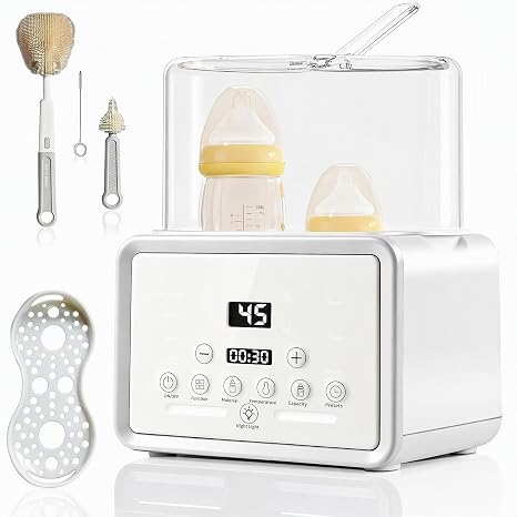 Double Bottle Warmer Baby 8-in-1 Steriliser for Baby Bottles with Temperature Control 48 Hours Warm Steriliser Defrosting Baby Food Warmer for Breast Milk Bottles and Baby Food