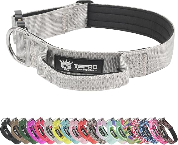 TSPRO Heavy Duty Tactical Dog Collar Quick Release Metal Buckle with Handle