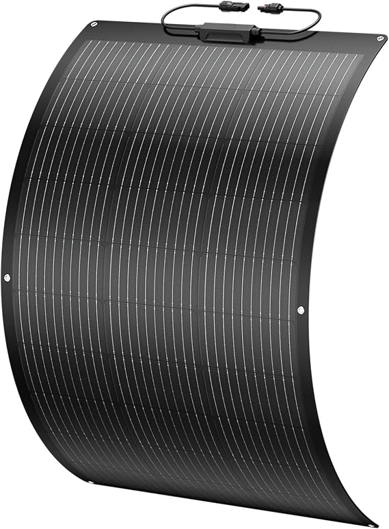 BougeRV Arch 100 Watt Fiberglass Flexible Solar Panel 23% High-Efficiency, 270 Lightweight Portable Bendable 12 Volts 10BB Mono Cell for RV Camping Home Boat Marine Curve Surface Black