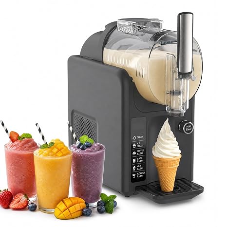 Soft Serve Ice Cream Slushie Machine - 68 oz Slushy Machine for Home, 2-In-1 Soft Ice Cream Maker with 6 Pre-Set Modes, No Ice Needed Frozen Drink Machine for Margarita, Milkshake, Frappes (B2)