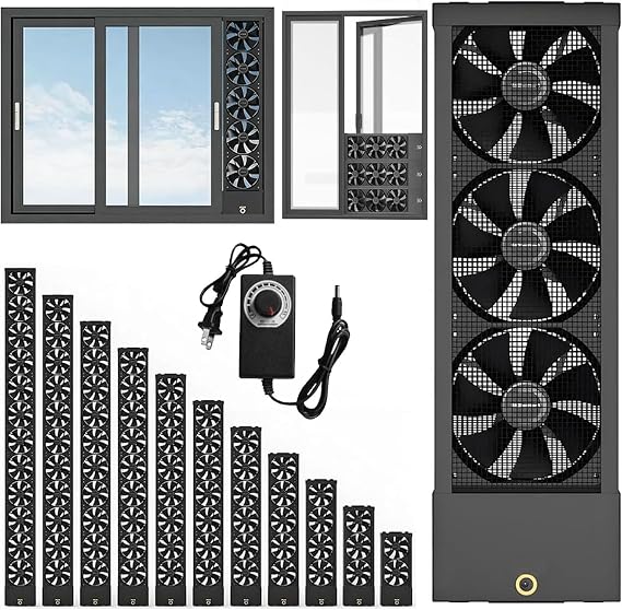Vertical Window Fan for Sliding Windows, Quiet Exhaust Fan with Variable Speed, Waterproof IPX7 Reversible Airflow Cooling Window Fan for Bedroom Home Kitchen, Tool-Free Install