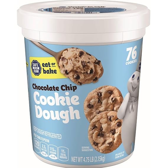 Chocolate Chip Cookie Dough Tub, Ready-to-Bake Cookie Dough with Semi-Sweet Chocolate Chips, Soft and Delicious Homemade Style Cookies, Perfect for Baking, Parties, Desserts and Family Treats TOTAL NET WT [ 76 OZ , 4.75 LB ]
