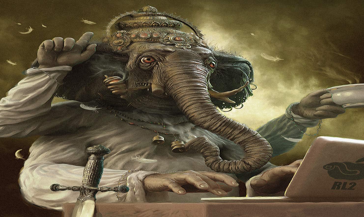HiddenSupplies Elephant Multitasking Playmat 24 x 14 Inch for Poke Magic The Gathering Yugi