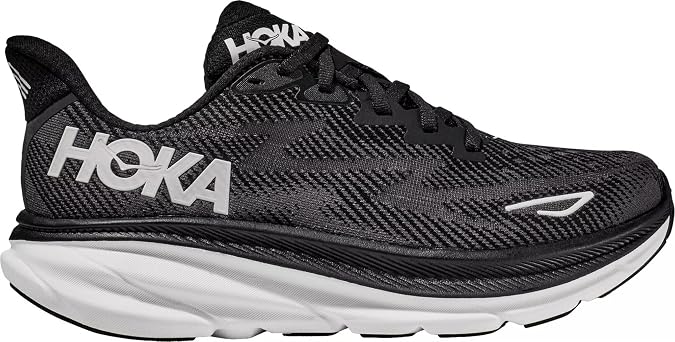 HOKA Clifton 9 Women's Performance Road Running Shoes Sneakers (Black/White, US Footwear Size System, Adult, Women, Numeric, Medium, 7.5)