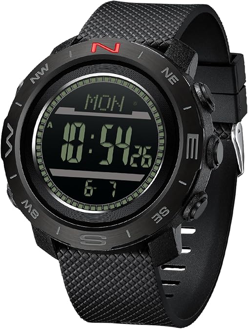 Men's Military Watches for Men Tactical ABC Digital Watch Outdoor Sports Altimeter Barometer Compass Thermometer Fitness Tracker Watch Step Counter Dual Time Stopwatch Countdown Waterproof Wristwatch