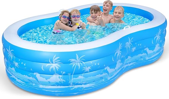 Inflatable Swimming Pool, 102 x 63 x27 Full-Sized Large Inflatable Pool with Seats Handles, Extra Large Blow Up Durable Thickened Pools for Outdoor, Garden, Backyard.