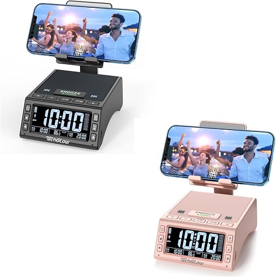 L36 Bluetooth Speaker with Phone Stand Charging Station Black and Pink