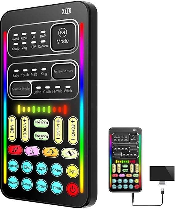 Voice Changer - Small voice regulator, vocal modifier device | compact sound changer card, microphone audio editor with 8 effects, ideal for phone fun, online games, computer sound control scenarios