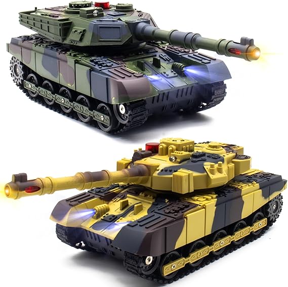 RC Tank That Infrared Shoots - 2.4Ghz Remote Control Battle Army Tank Toys with 360°Rotating Turret Auto Demo Sound Effects Lights - Military Vehicles Model Gift for Kids Adults Boys Age 6-8 9-12