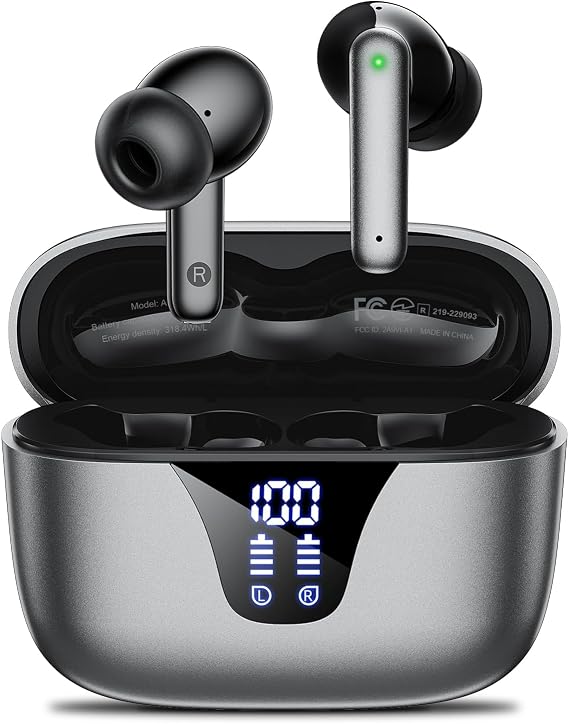 Wireless Earbuds, 50H Playtime Bluetooth Headphones, LED Display Case