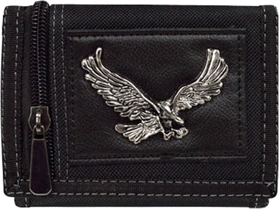 boxed-gifts Men's Polyester Tri-Fold Hook and Loop Falcon Bird Wallet