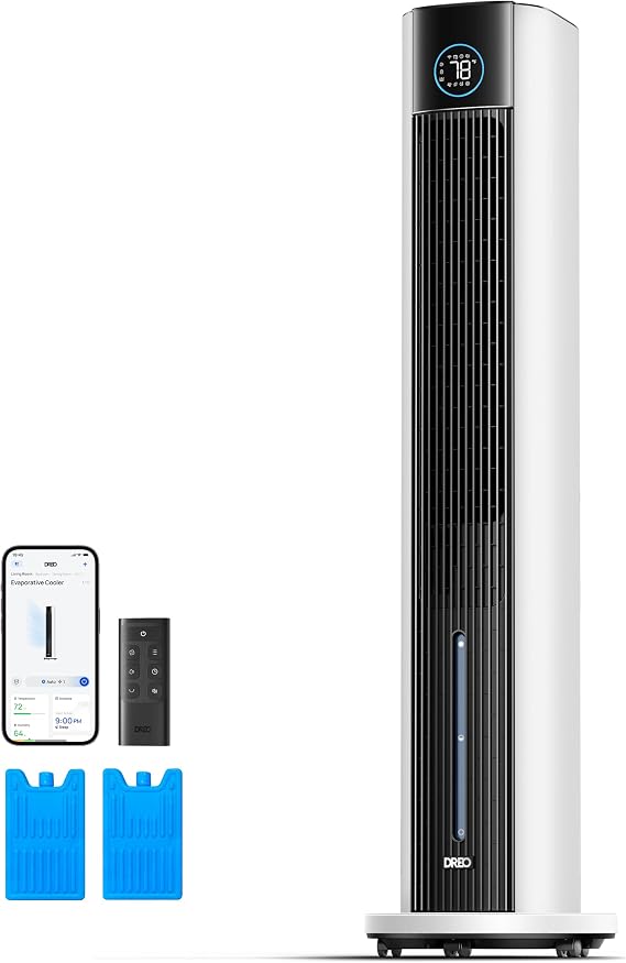 DREO Evaporative Air Swamp Cooler, 43" Cooling Fans that Blow Cold Air