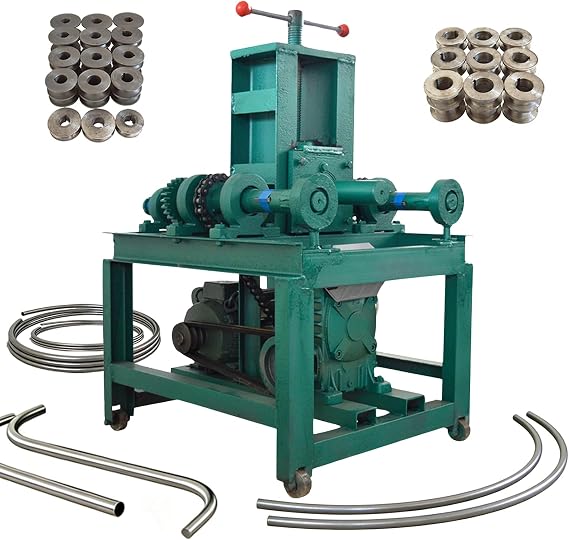 Electric Tube Pipe Bender Machine Heavy-Duty Tube Roller Bender | Multi-Functional Pipe Rolling Machine for Round/Square Steel, with 15 Round & 9 Square Dies, Cold Bending, 2.2KW 220V