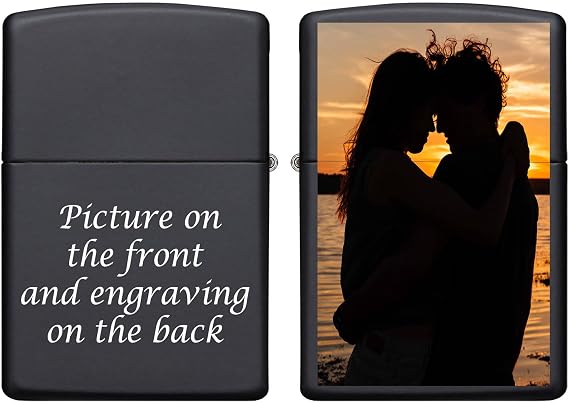 Custom Personalized Zippo Photo, Logo, Image & Engraving Windproof Lighter | Ideal gift for Birthdays, Father's Day, Christmas, Valentine's Day, Weddings, Graduations, Groom Office Events - Black Matte