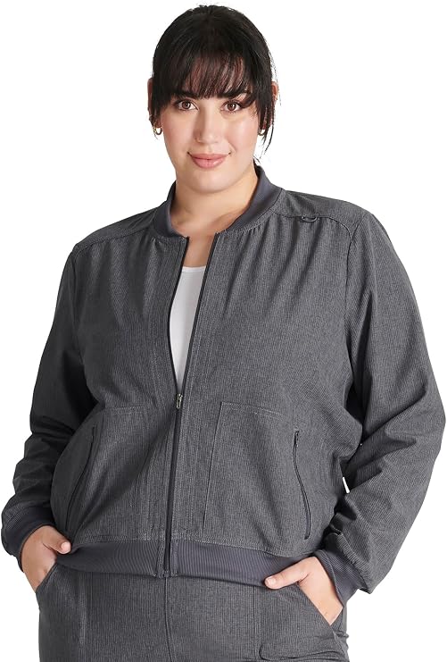 Cherokee Women Scrubs Jacket Zip Front Bomber CK349A