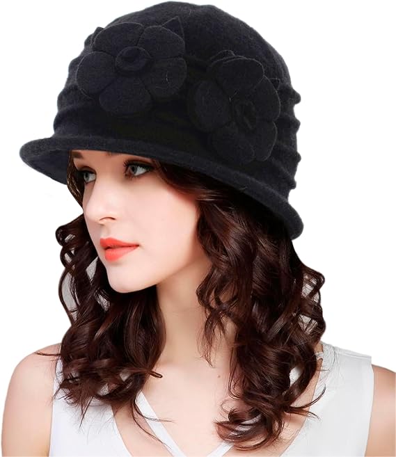1920s Vintage Wool Cloche Fedora-Hat Church Fascinator Hat for Women