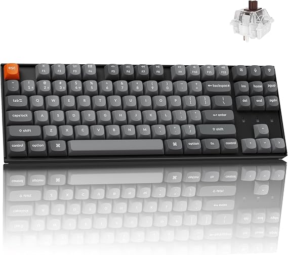 Keychron K8 Max TKL Mechanical Keyboard Wireless, 87 Keys QMK 2.4 GHz/Bluetooth 5.1/Wired Connection, White Backlit with Programmable Keychron Super Brown Switch for macOS Windows Linux