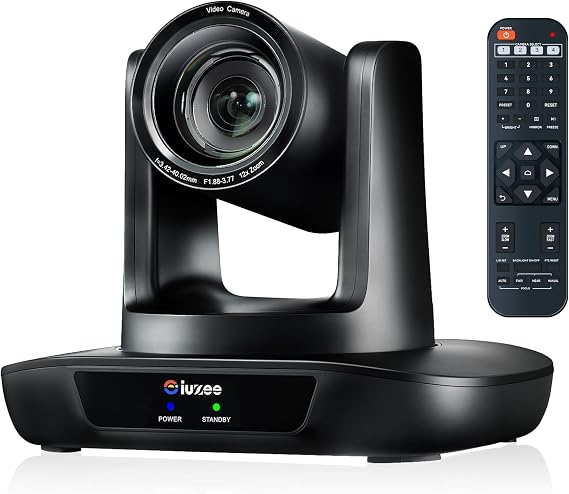 4K PTZ Camera 12x Optical Zoom Conference Camera USB 3.0 HDMI PTZ Camera Wide Angle for Church Video Conference Worship Services Live Streaming Education Lessons with Webex Zoom Teams OBS YouTube