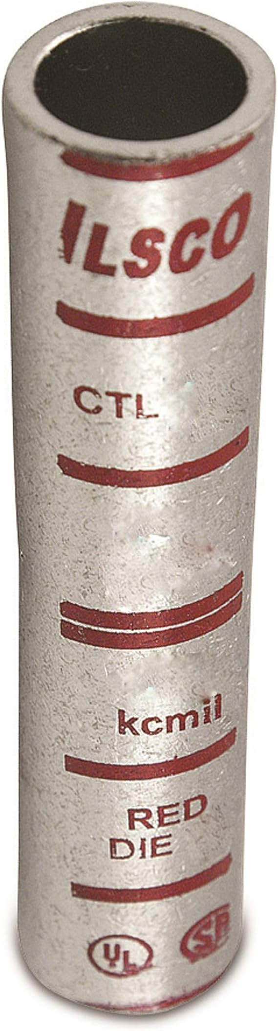 Ilsco CTL-2/0 CU CMP 2/0 T UL CSA Long Sleeve, Silver