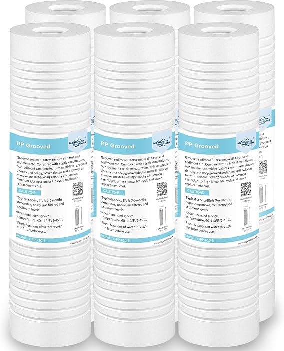 Membrane Solutions Grooved Sediment Water Filter Cartridge (Pack of 6)