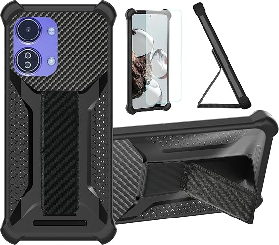 bojioderf Case Compatible for Vortex Hd68 Phone Case Cover [with Tempered Glass Screen Protector] Hybrid Case [Folding Support Magnetic] [Frosted Anti-Fingerprint] Black