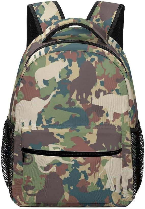 Printed Daily Backpack Primary School Bag Casual Daypack for Teens Kids Camouflage Animal