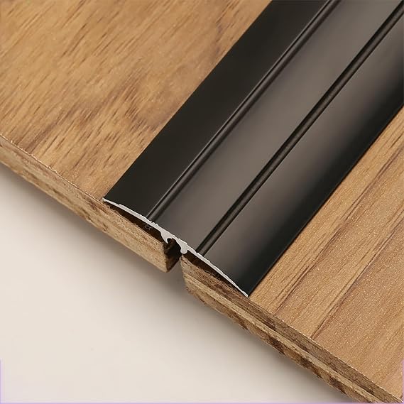 MPOWRX Wood Floor to Tile Threshold Strip, Aluminum Alloy Floor Divider Strips, Doorway Gap Covering Strip, Laminate Flooring Edge Trim Strip (Color : Black)