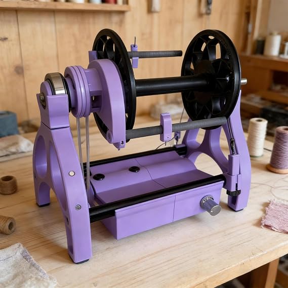 12v Wool Yarn Winding Machine, Adjustable Speed Yarn Winder, Max Speed 800rpm, Forward and Reverse Rotation, with 3 X 4 Oz Spools, 12.0mm Bore Diameter, for Wool and Silk Weaving Purple