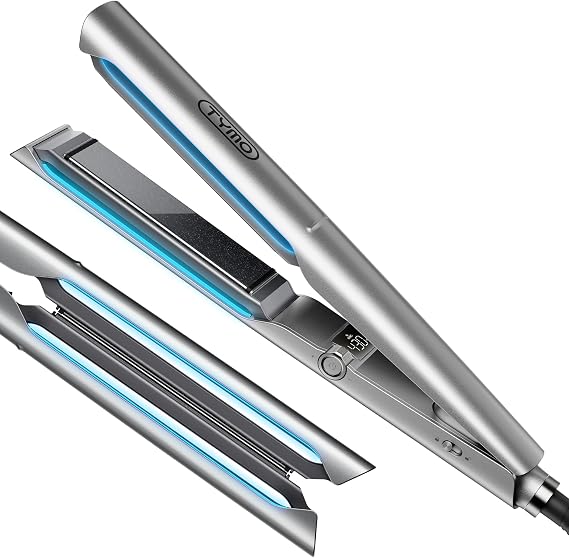 TYMO New-Gen Flat Iron Hair Straightener, 1" Long Ceramic Plates, 3X Smoother Glide, 2X Faster Styling with Less Damage, FLAIGHT Holo 2 in 1 Straightener and Curler for Women, 500M Ions, Metal Grey