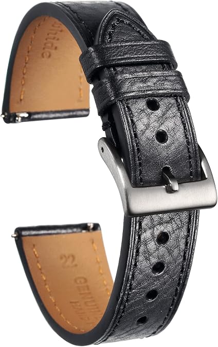 torbollo Leather Watch Band for Men Women, Soft Top Grain Quick Release Watch Strap 18 20 22mm Replacement Vintage Watch Wrap