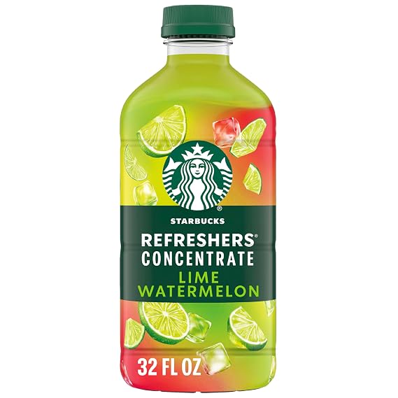 Starbucks Refreshers Concentrate Lime Watermelon, Refreshing Drink, Cold Drinks 32 fl oz