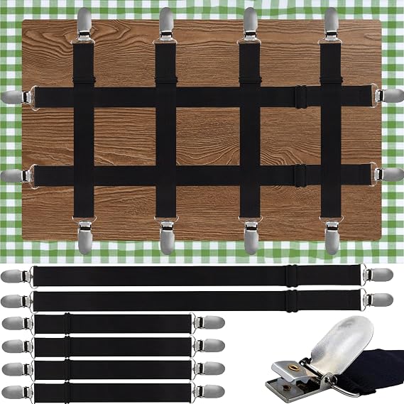 Invisible Tablecloth Clips - Secure Your Tablecloth with Hidden Straps, Perfect for Picnic and Outdoor Tables, 6 Pack