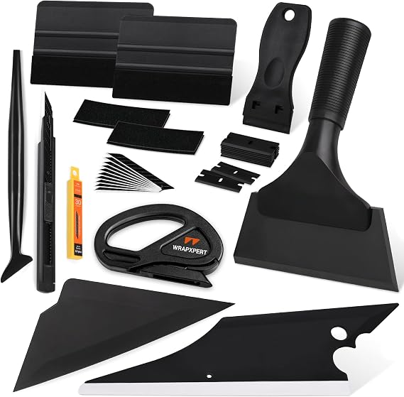 WRAPXPERT Window Tint Kit 15 PCS Vinyl Wrap Tools Kit Vehicle Glass Protective Film Installing Tool Included Squeegee Tool Kit, Plastic Scraper, Safety Film Cutter, Utility Knife with Blades