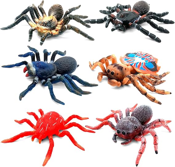 6 Pack Realistic TPR Soft Stretchy Rubber Spider Toys