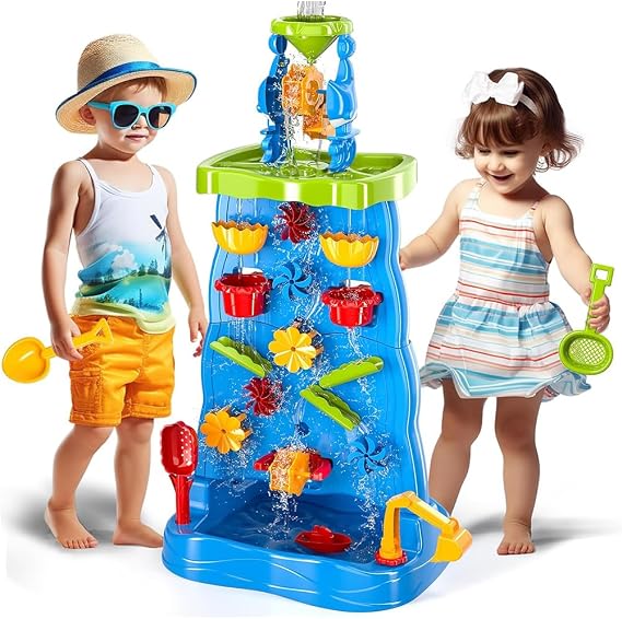 2026 Step 2 Rain Shower Water Table Kids Waterfall Water Table Double Sided Water Sand Table Sand Play Beach Water Play Kids Outdoor Sand & Water Table Toys Parent-Child