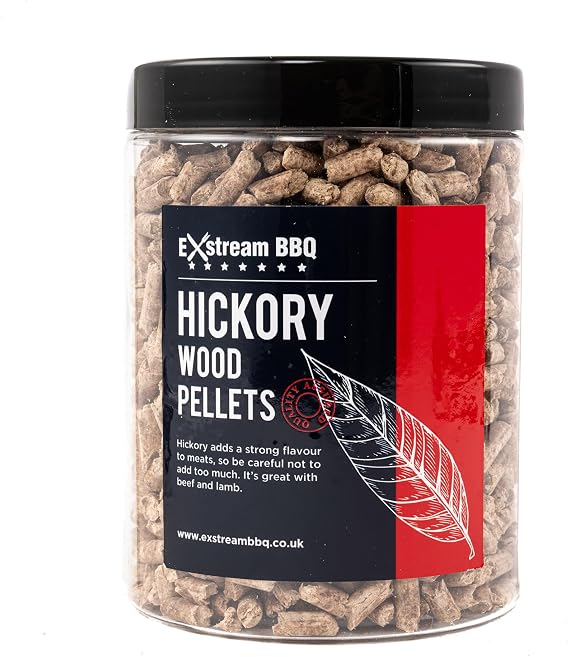 BBQ Smoking Pellets in 1 Litre Jar, Premium Quality, 10 Natural Flavours for Wood Fired Ovens and Grills. (Hickory Wood)