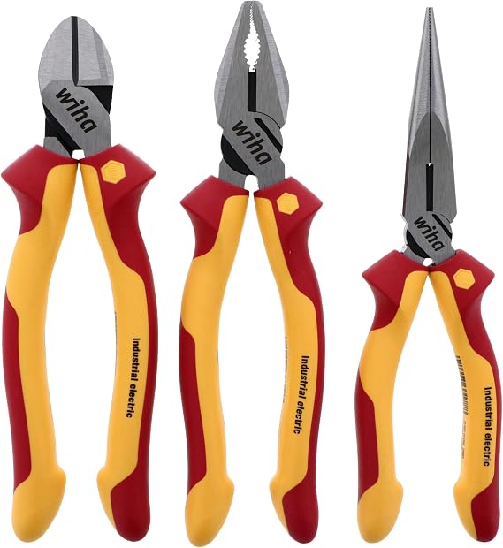 Wiha 32981 Insulated Industrial Pliers and Cutters Set, 3-Piece