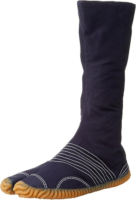 Marugo Jog Jikatabi Japanese Tabi Shoes Navy white stitching with 12 Clips