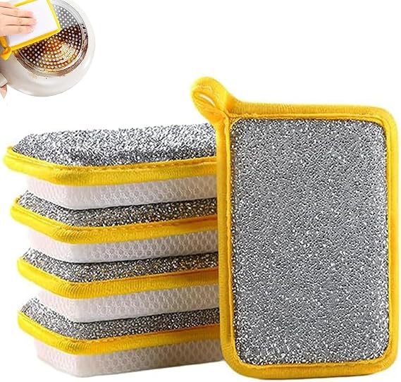 5 Pcs Washing up Sponge, Double Sided Kitchen Dishcloth, Multi-Purpose Non-scratch Dishes Absorbent Scrub Sponge, Reusable Bowl Dish Cleaning Pad Scrubber, Kitchen Dishwashing Cleaning Tool