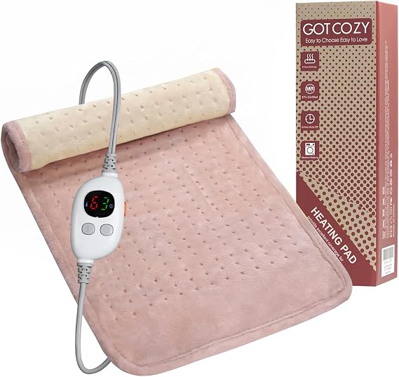 GOTCOZY Heating Pad 12"x24" for Back Pain Relief & Cramps(Rose)