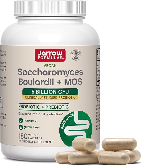 Jarrow Saccharomyces Boulardii + MOS Probiotics, 180 Capsules