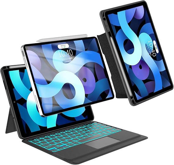 iPad Air 11 inch 2024 M2/2025 M3 Case, Keyboard Case, iPad Air 5th Generation, 4th Generation, Keyboard, iPad Pro 11, 4th Generation, 4th Generation, Keyboard Included, Touch Pad, Ultra Thin, Lightweight, Separated, 10.9/11 inch Compatible, Multi-Angle Adjustment, Backlight Included, Pencil Storage Black with instructions