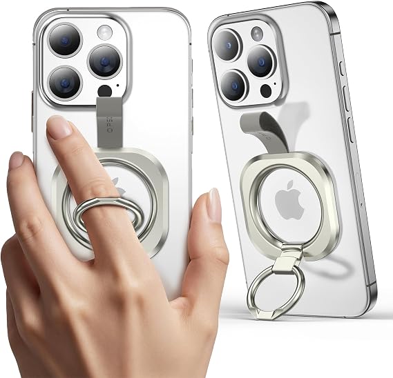 Dual-Sided Magnetic Phone Grip Holder for MagSafe Phone Grip Stand, Magnetic Finger Ring Holder Fidget Toy Design, Phone Stand for iPhone 16/15/14/13/12 Series (Titanium)