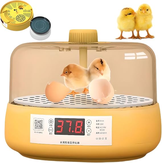 4/6 Egg Hatcher, Semi-Automatic Chick Breeder, Intelligent Digital Incubator Automatic Chick Breeder, LED Lighting Egg Hatcher, Manual Turning Eggs, 4 pieces for Chicken, Quail Eggs, Birds