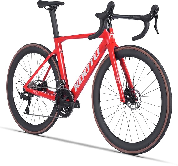 KOOTU Carbon Road Bike, Full Carbon Fiber Disc Brake Lightweight Racing Bicycle with Shimano 105 R7120 24 Speed Groupset and Hydraulic Disc Brake for Adult