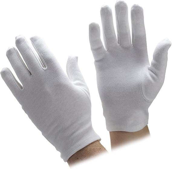 White or Black Cotton Parade Gloves - Sold by Pair