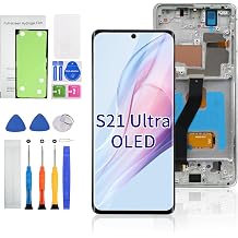 OLED Screen Replacement for Samsung Galaxy S21 Ultra 5G Display Assembly with Frame Touch Digitizer Screen for Galaxy S21 Ultra SM-G998U SM-G998U1 SM-G998W, 6.78" Display Repair Kit, Sliver