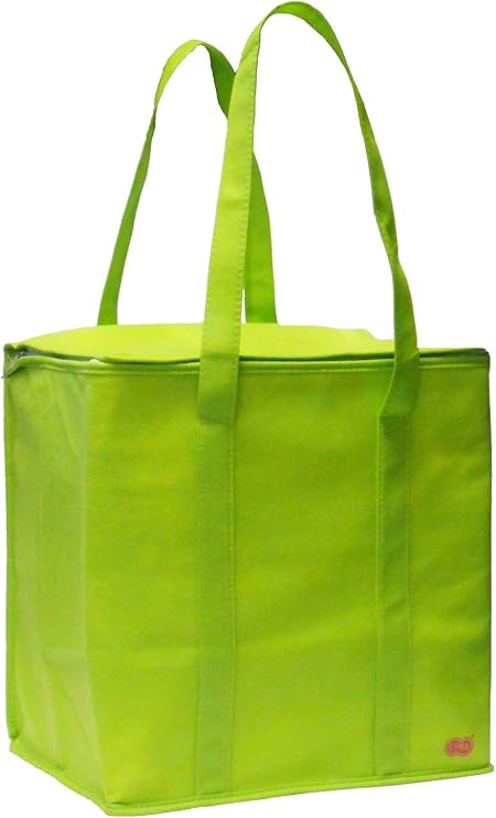 CYMA Large Insulated Zippered Tote Bag (Lime Green)
