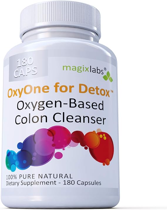 OxyOne for Detox Powerful All Natural Oxygen-Based Colon Cleanser (Oxy Magnesium Powder) for Cleanse + Detox - 180 caps