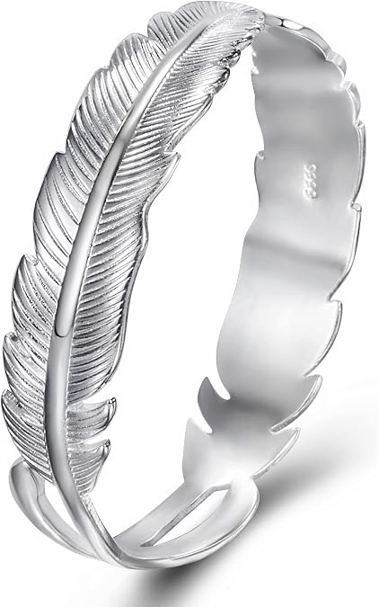 BUYITO Sterling Silver Bangle Bracelets for Women 925 Sterling Silver Cuff Bangles Adjustable Fashion Women Jewelry Lucky Fidget Bracelet for Women Mom Wife Valentine Mothers Day Gift